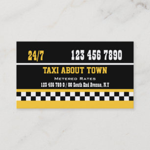 Carte De Visite Jaune blanc noir de taxi