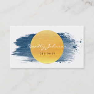 Carte De Visite Jaune bleu élégant d'abrégé sur moderne aquare