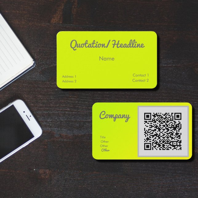 Carte De Visite jaune chartreuse - Code QR - (Créateur téléchargé)