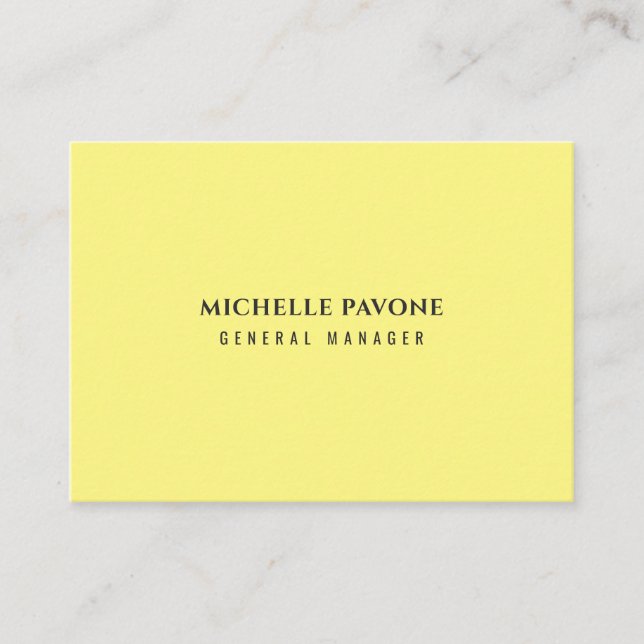 Carte De Visite Jaune clair élégant simple uni professionnel (Devant)