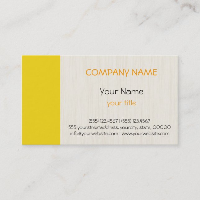 Carte De Visite Jaune clair Professionnel Élégant Moderne (Devant)