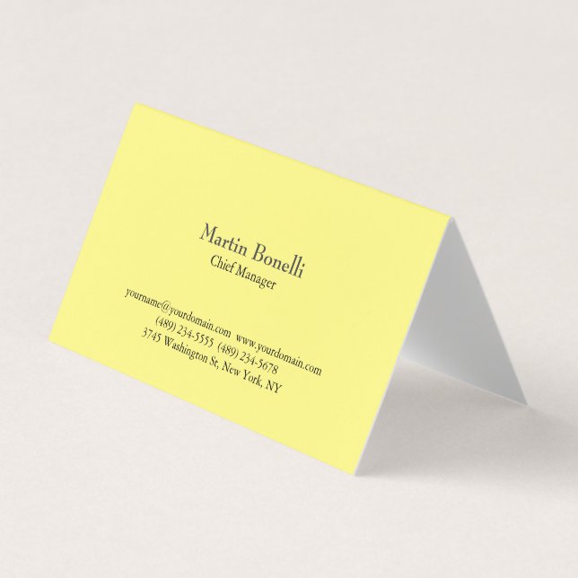 Carte De Visite Jaune clair simple classique unique (Devant)