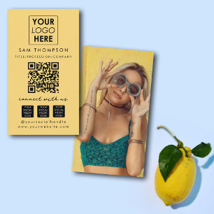 Carte De Visite Jaune Connectez-vous avec nous Médias sociaux QR C