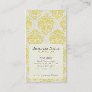 Carte de visite jaune de rendez-vous de damassé