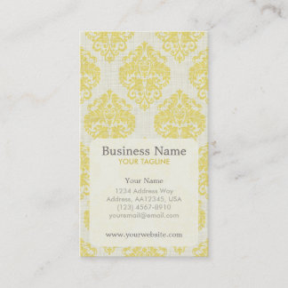 Carte de visite jaune de rendez-vous de damassé