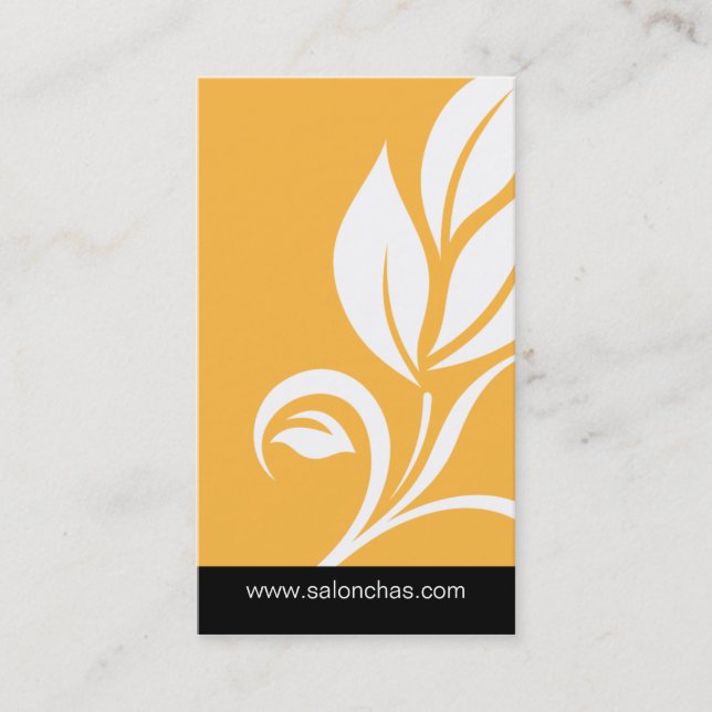 Carte de visite jaune de spa de salon de feuille (Devant)