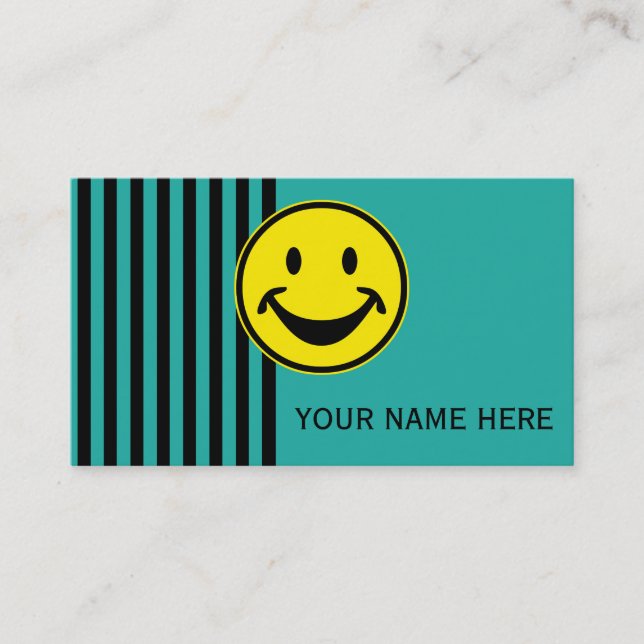 Carte De Visite Jaune drôle et rayures + votre backg. et idée (Devant)