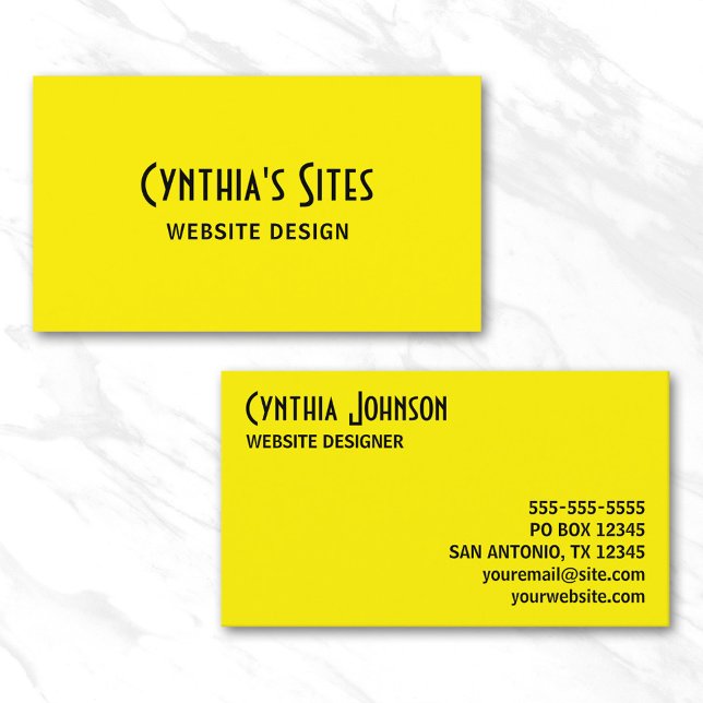 Carte De Visite Jaune et Noir Retro Gras (Yellow and Black Retro Bold Business Card)