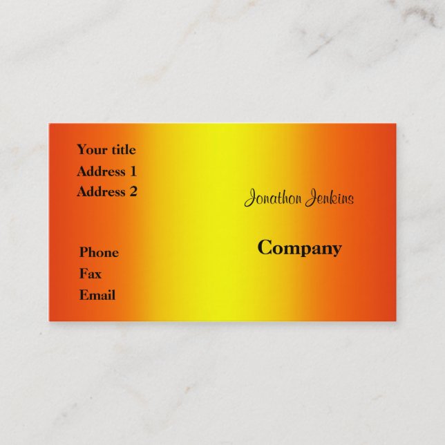 Carte De Visite Jaune et orange (Devant)