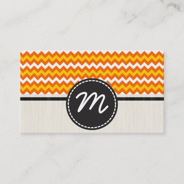 Carte De Visite Jaune et orange Chevron Zigzag Motif 2 (Devant)