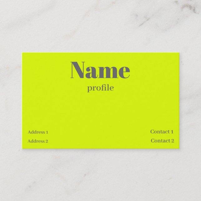 carte de visite jaune fluorescent gras nom (Devant)
