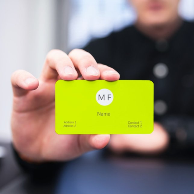 Carte De Visite jaune fluorescent monogrammé (Créateur téléchargé)