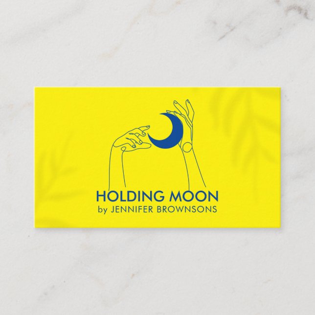 Carte De Visite Jaune Fortune Teller Touch Moon Crescent Main (Devant)