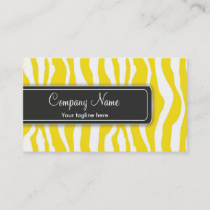 Carte de visite jaune Girly d'impression de zèbre