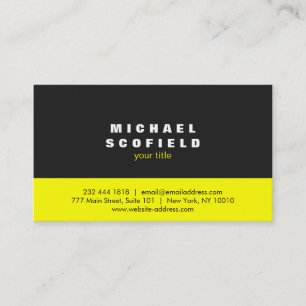 Carte De Visite Jaune minimaliste professionnel noir et de néon