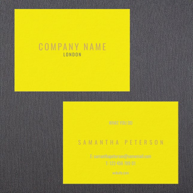 Carte De Visite Jaune néon et or brillant (Bright yellow neon and gold business card.)