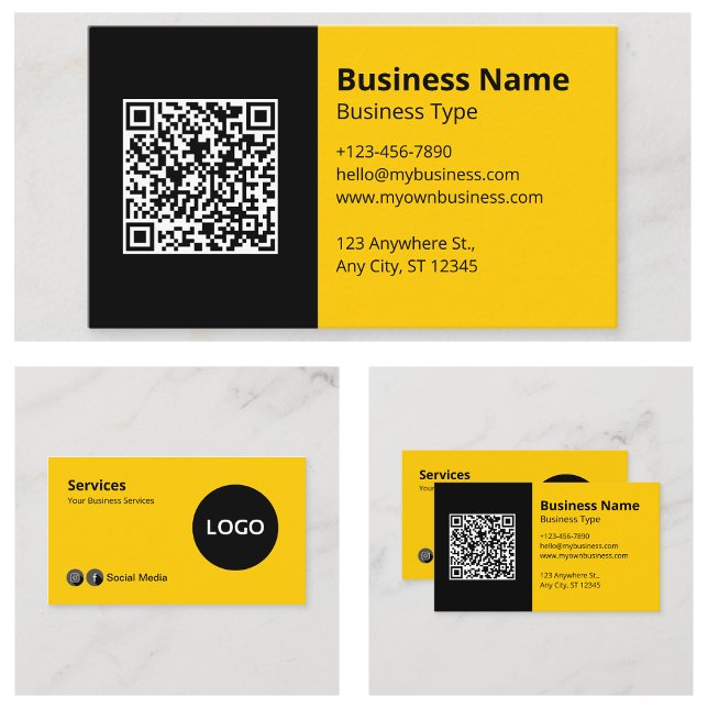 Carte De Visite Jaune noir moderne (Black Yellow Modern Business Cards Online
)