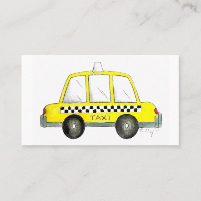 Carte De Visite Jaune NYC À damiers Taxi Chauffeur de voiture de t (Devant)
