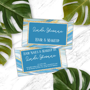 Carte De Visite Jaune or clair marbre bleu Agate Art Motif