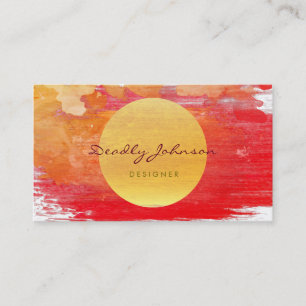 Carte De Visite Jaune rouge élégant d'abrégé sur moderne aquarelle