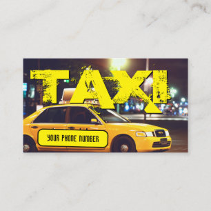 Carte De Visite Jaune TAXI lumières de la ville chauffeur de taxi 