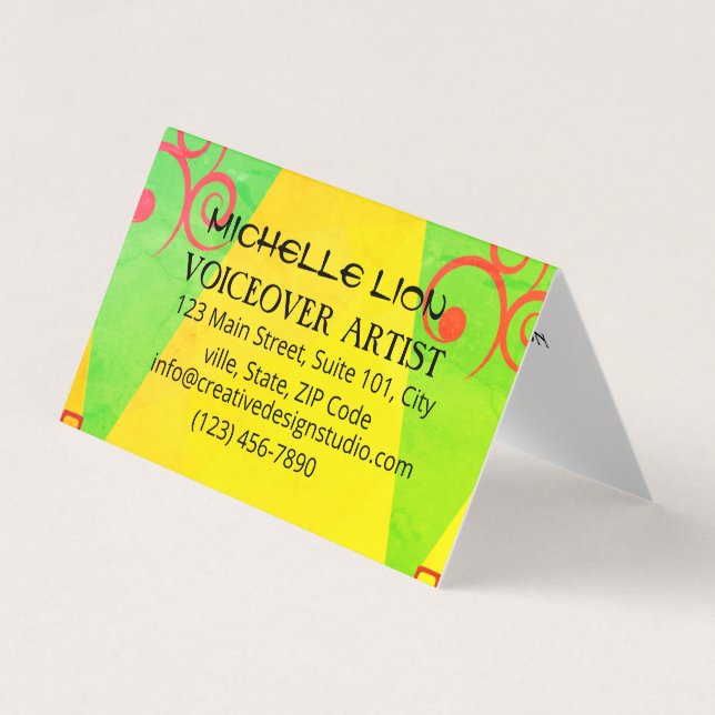 Carte de visite Jaune tendance de l'artiste de la  (Devant)