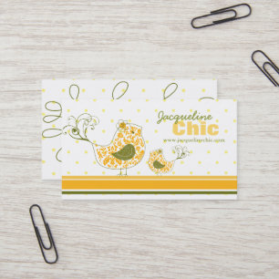 Carte De Visite Jaune Tourbillonnant Fantaisiste Damassé Maman et 