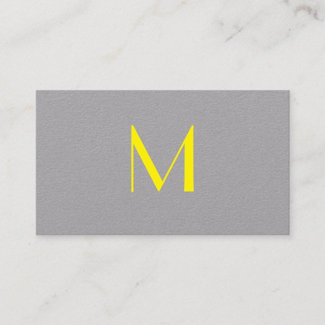 Carte De Visite jaune vif et gris - ajoutez un monogramme (Devant)