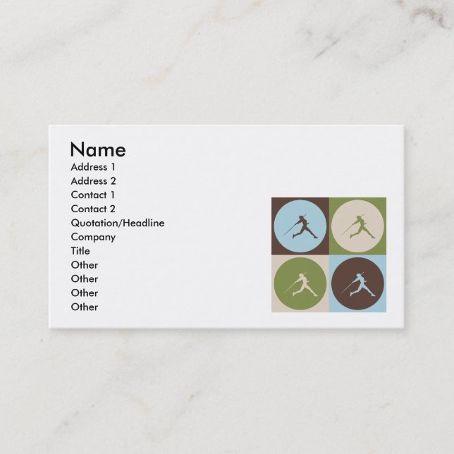 Carte De Visite Javelot d'art de bruit (Devant)