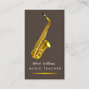 Carte De Visite Jazz d'or de musicien d'instrument de saxophone de