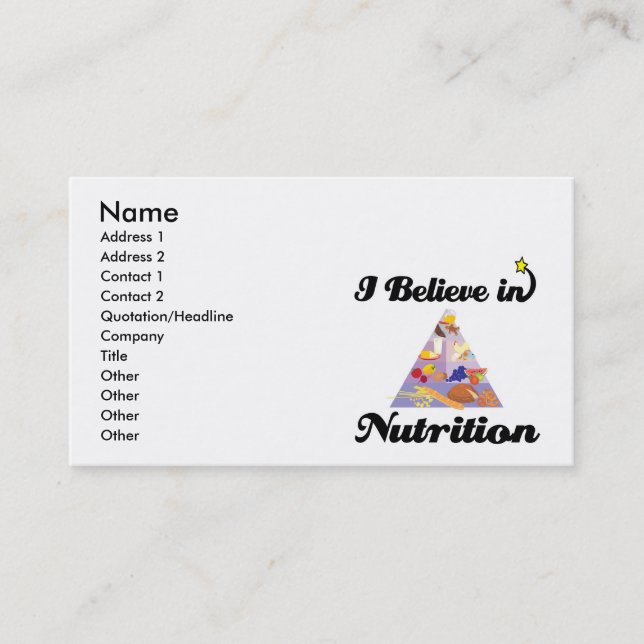 Carte De Visite je crois en la nutrition (Devant)