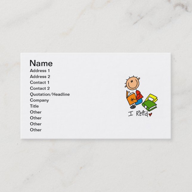 Carte De Visite Je lis (Devant)