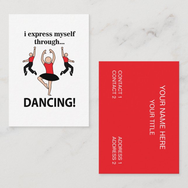 Carte De Visite Je m'exprime en dansant par la danse (Devant / Derrière)