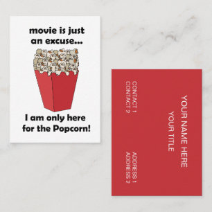 Carte De Visite Je ne suis ici que pour le snack salé du pop-corn
