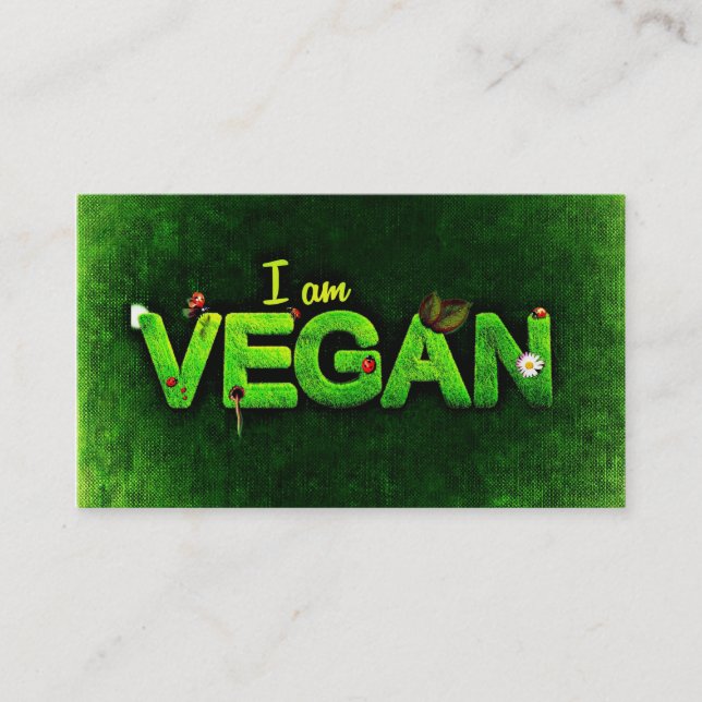Carte De Visite Je Suis Vegan Écrit Avec Une Texture De Nature Gra (Devant)