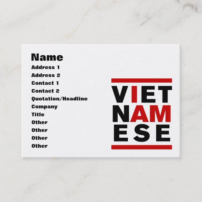 CARTE DE VISITE JE SUIS VIETNAMAIS (Devant)
