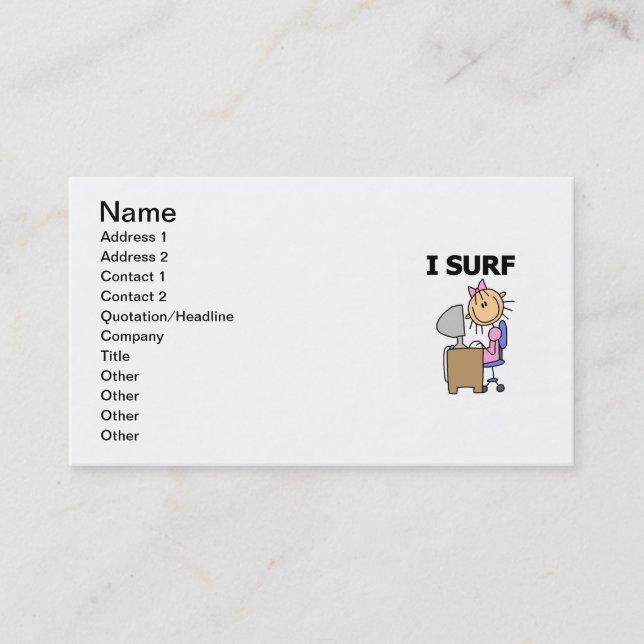 Carte De Visite Je surfe sur le Web (Devant)