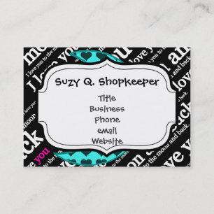 Carte De Visite Je t'aime à la lune et la typographie du dos