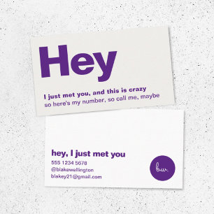 Carte De Visite Je Viens De Vous Rencontrer. Fun Purple Dating M