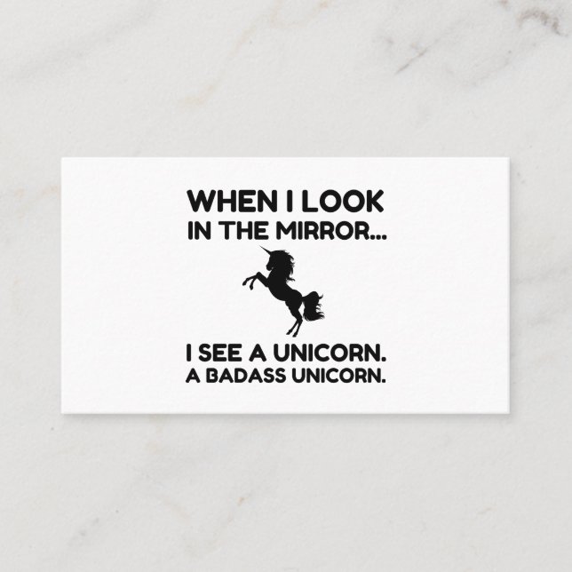 CARTE DE VISITE JE VOIS UN BADASS UNICORN (Devant)