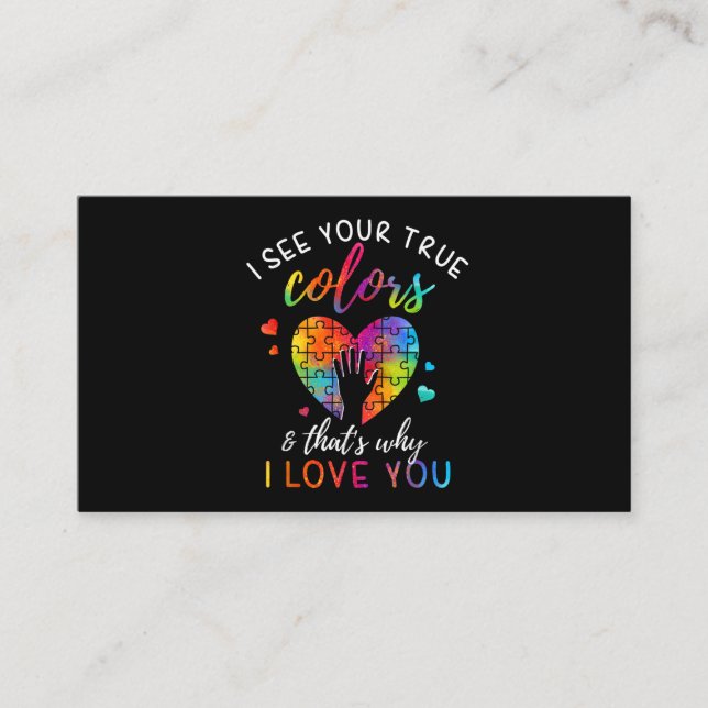 Carte De Visite Je Vois Vos Vrais Couleurs, Puzzle L'Autisme Mondi (Devant)