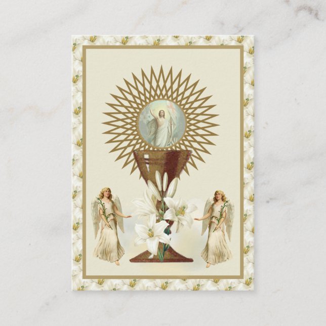 Carte De Visite Jésus catholique Eucharistie Anges Prière Pâques (Devant)