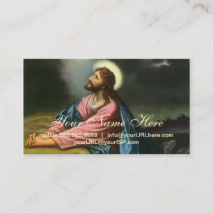 Carte De Visite Jésus-Christ vintage en prière, jardin de Gethséma