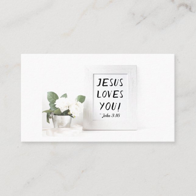 Carte De Visite Jésus T'Aime ! John 3:16, Écriture de référence (Devant)