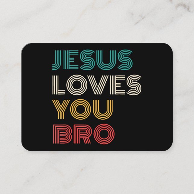Carte De Visite Jésus Vous Aime Bro, Drôle Foi Chrétienne Rétro (Devant)