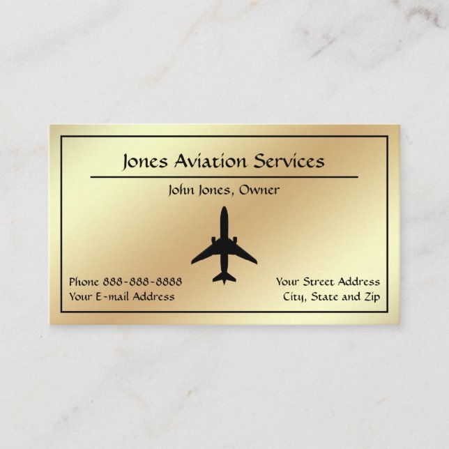 Carte de visite Jet Plane Service d'aviation pilot (Devant)
