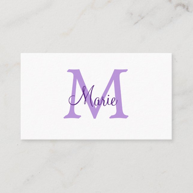 Carte De Visite jeté simple minimal ajouter nom monogramme rose ro (Devant)