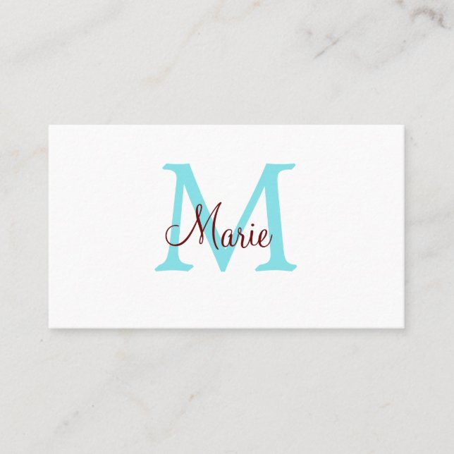 Carte De Visite jeté simple minimal ajouter nom monogramme rose ro (Devant)