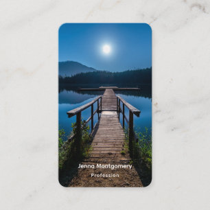 Carte De Visite Jetée de nuit sous une Pleine lune