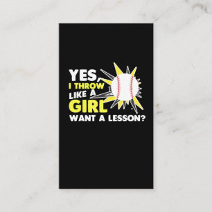 Carte De Visite Jetez Comme Une Fille De Baseball